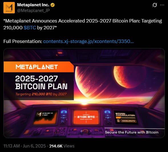 Metaplanet Plans Historic $5.4B Equity Raise to Buy 210,000 BTC 1 metaplanet 210000 btc plan