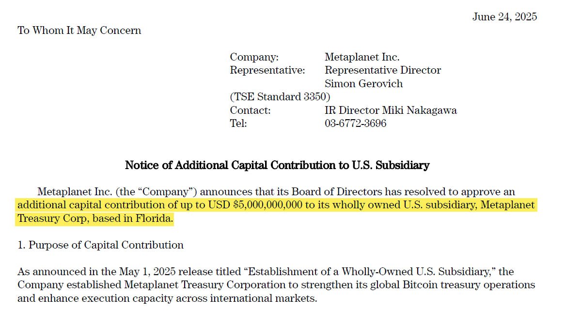 Metaplanet Boosts Bitcoin Strategy, Pumps $5B into US Subsidiary 1 metaplanet treasury corp 5 billion