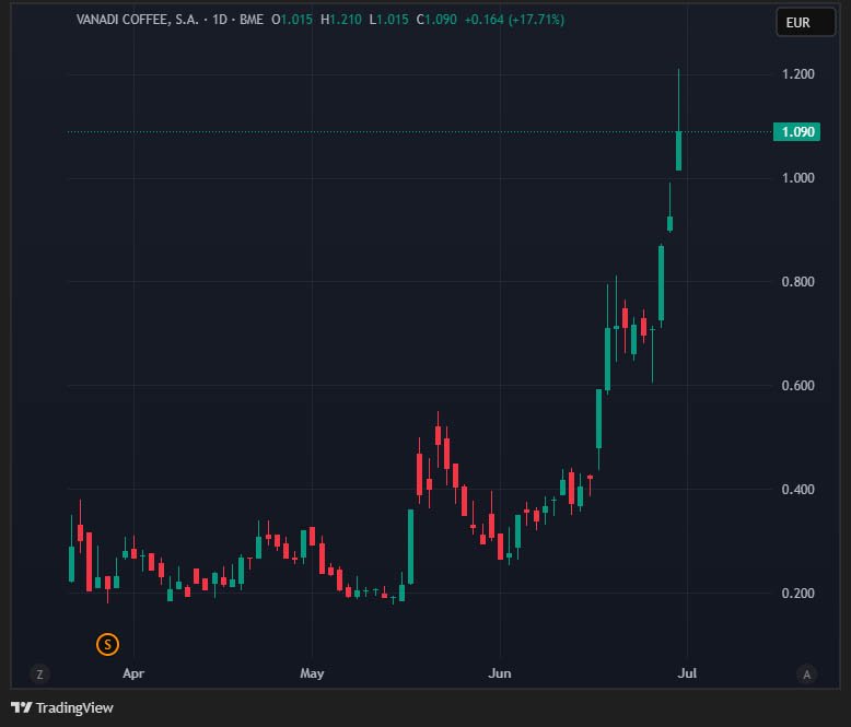 Spanish Café Chain Vanadi Plans €1 Billion Bitcoin Strategy 1 vanadi stock price chart